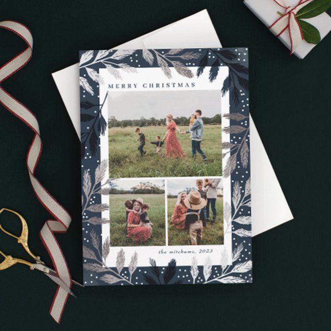 Tarjeta Festiva Navidades de fotografía de las ramas Silver 3 (Subido por el creador)