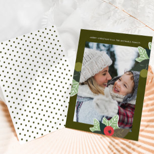 Tarjeta Festiva Navidades de fotografía de marco botánico con punt