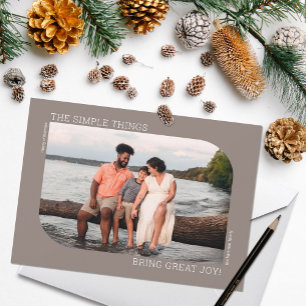 Tarjeta Festiva Navidades de fotografía de marco curvo mínimo mode