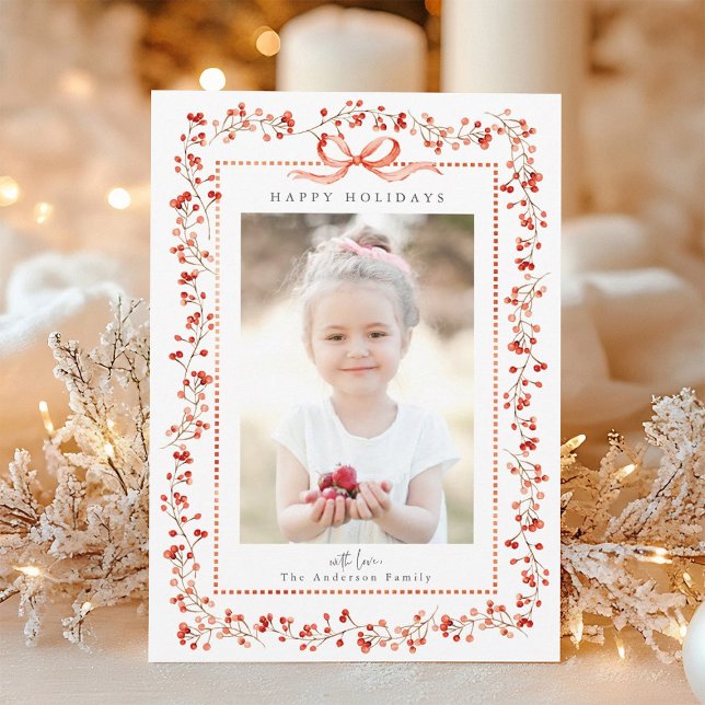 Tarjeta Festiva Navidades de fotografía de marco de fresa roja de  (Subido por el creador)
