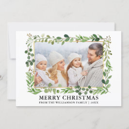 Tarjeta Festiva Navidades de fotografía de marco dorado de color v