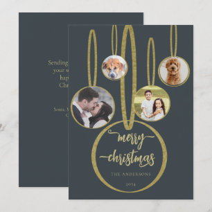 Tarjeta Festiva Navidades de fotografía de Marina Blue Gold Callig