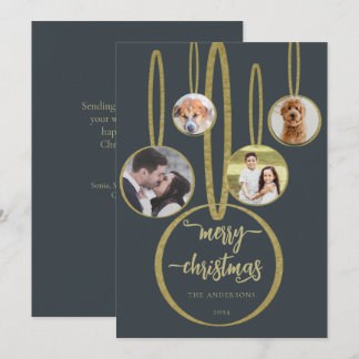 Tarjeta Festiva Navidades de fotografía de Marina Blue Gold Callig