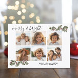 Tarjeta Festiva Navidades de fotografía de Merry Bright Retro 6 Pi<br><div class="desc">Usa seis fotos cuadradas con el sujeto centrado. Haz un exclusivo y moderno saludo de Navidad con un patrón de rayas dibujadas a mano en la parte trasera. Si necesita mover algo,  haga clic en el botón personalizar para realizar cambios.</div>