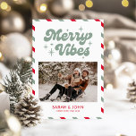 Tarjeta Festiva Navidades de fotografía de Merry Vibes Fun Retro<br><div class="desc">Tarjeta de festividad para Navidades de fotografía retro de Merry Vibes</div>