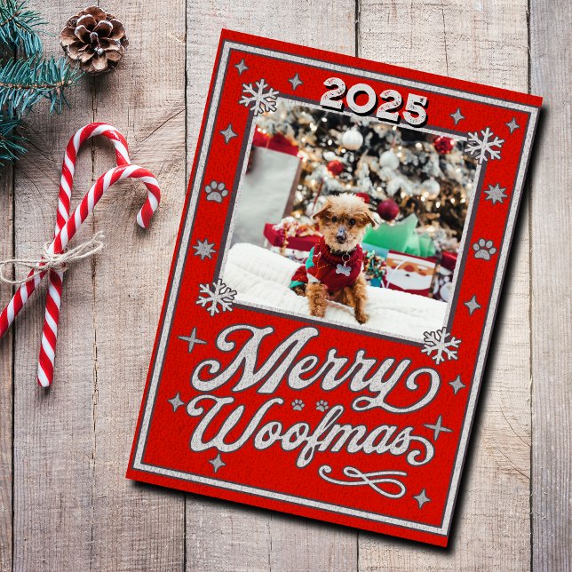 Tarjeta Festiva Navidades de fotografía de Merry Woofmas Mascota (Subido por el creador)