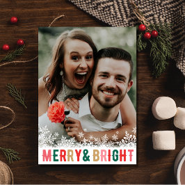 Tarjeta Festiva Navidades de fotografía de nevada de una pareja co