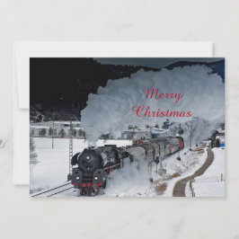 Tarjeta Festiva Navidades de fotografía de nieve de la locomotora