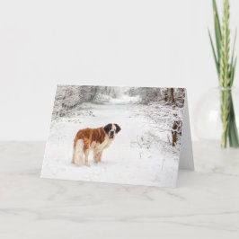 Tarjeta Festiva Navidades de fotografía de nieve de San Bernardo s
