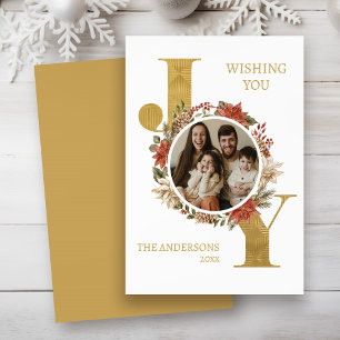 Tarjeta Festiva Navidades de fotografía de ojiva con elegancia dor