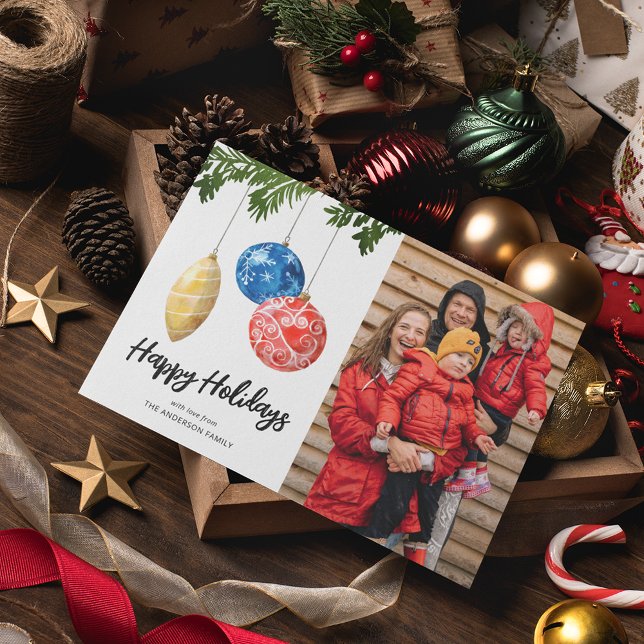 Tarjeta Festiva Navidades de fotografía de ornamentos de árboles a (Subido por el creador)