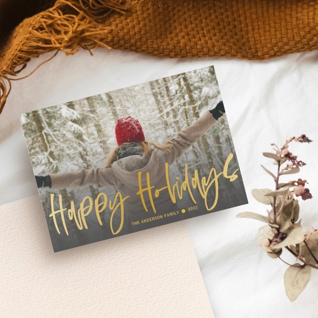 Tarjeta Festiva Navidades de fotografía de oro de la caligrafía de (Subido por el creador)
