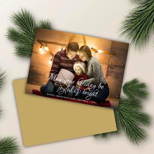 Tarjeta Festiva Navidades de fotografía de oro silenciados por los