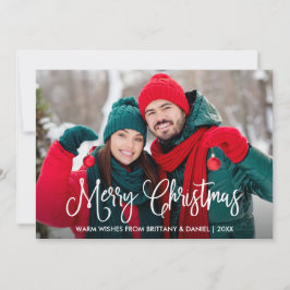 Tarjeta Festiva Navidades de fotografía de pareja en caligrafía di
