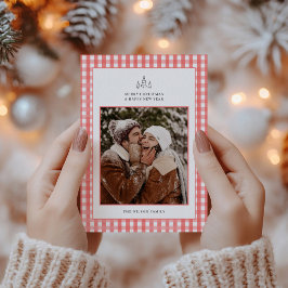 Tarjeta Festiva Navidades de fotografía de parejas de platillos ro