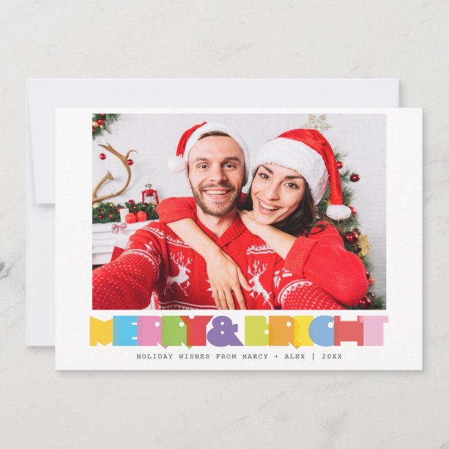 Tarjeta Festiva Navidades De Fotografía De Parejas Modernas Y Bril (Anverso)