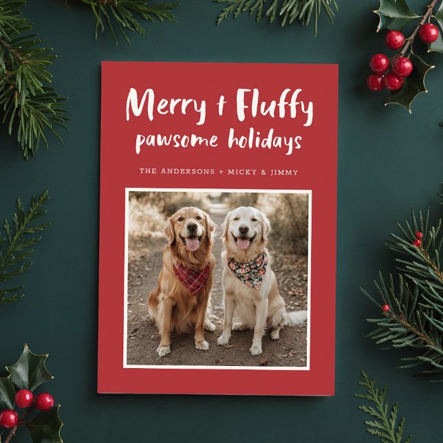 Tarjeta Festiva Navidades de fotografía de perro con gota de Merry (Subido por el creador)