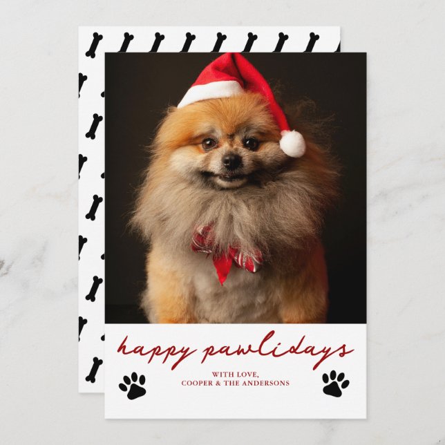 Tarjeta Festiva Navidades de fotografía de perro del Mascota de Pa (Anverso / Reverso)