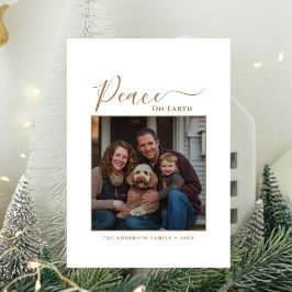 Tarjeta Festiva Navidades de fotografía de perros familiares Gold 