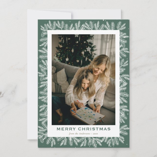 Tarjeta Festiva Navidades de fotografía de personalizado Green For (Anverso)