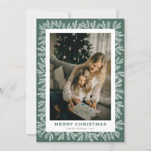 Tarjeta Festiva Navidades de fotografía de personalizado Green For