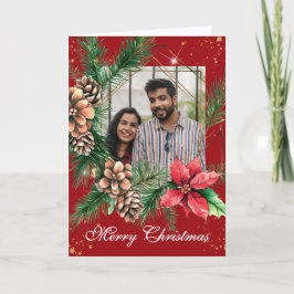 Tarjeta Festiva Navidades de fotografía de Pinecones Evergreen