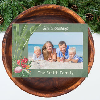 Tarjeta Festiva Navidades de fotografía de playa