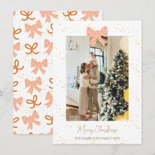 Tarjeta Festiva Navidades de fotografía de Polka Dot Coquette Bow