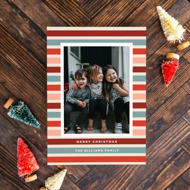 Tarjeta Festiva Navidades de fotografía de rayas retro (Subido por el creador)