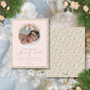 Tarjeta Festiva Navidades de fotografía de recién nacidos con flor