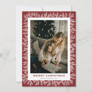 Tarjeta Festiva Navidades de fotografía de Red Forest Pine persona