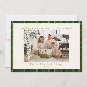 Tarjeta Festiva Navidades de fotografía de Red Green Gingham Plaid