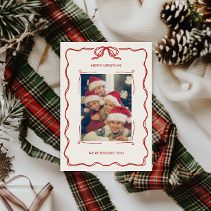Tarjeta Festiva Navidades de fotografía de Red Green Retro ilustra