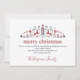 Tarjeta Festiva Navidades de fotografía de renos folclóricos escan