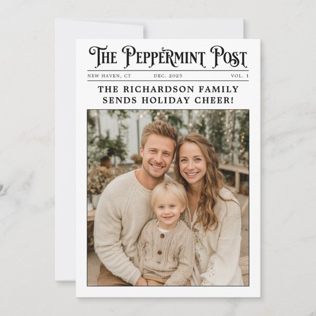 Tarjeta Festiva Navidades de fotografía de revisión de año de fami (Anverso)