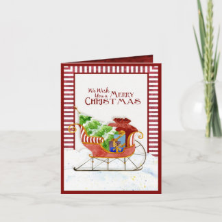 Tarjeta Festiva Navidades de fotografía de Santa Claus Sleigh Cand