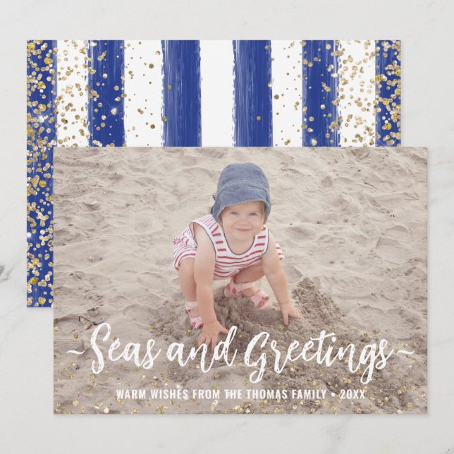 Tarjeta Festiva Navidades de fotografía de Seas y Saludos Purpurin (Anverso / Reverso)