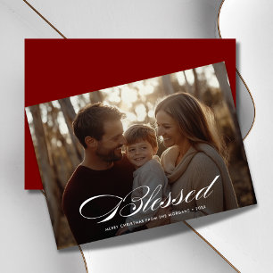 Tarjeta Festiva Navidades de fotografía de superposición familiar