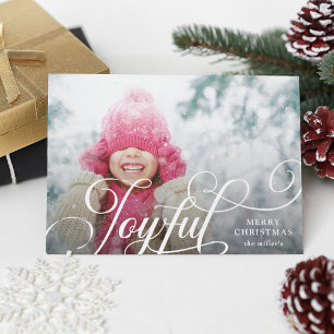 Tarjeta Festiva Navidades de fotografía de tipografía alegre