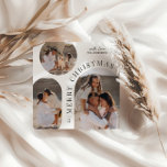 Tarjeta Festiva Navidades de fotografía de tipografía moderna<br><div class="desc">Moderna tarjeta de vacaciones de Navidades de collage de fotos con forma abstracta con un mínimo gráfico mínimo. Negrita en el diseño de tendencias. Parte de una colección de vacaciones.</div>