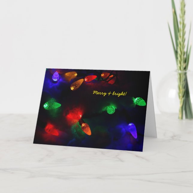 Tarjeta Festiva Navidades de fotografía de vacaciones iluminan la  (Anverso)