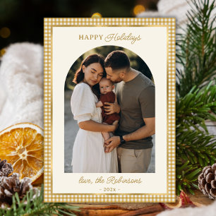 Tarjeta Festiva Navidades de fotografía del Arco de Oro Retro Feli