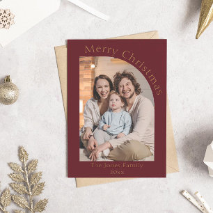 Tarjeta Festiva Navidades de fotografía del Arco Moderno Rojo y Or