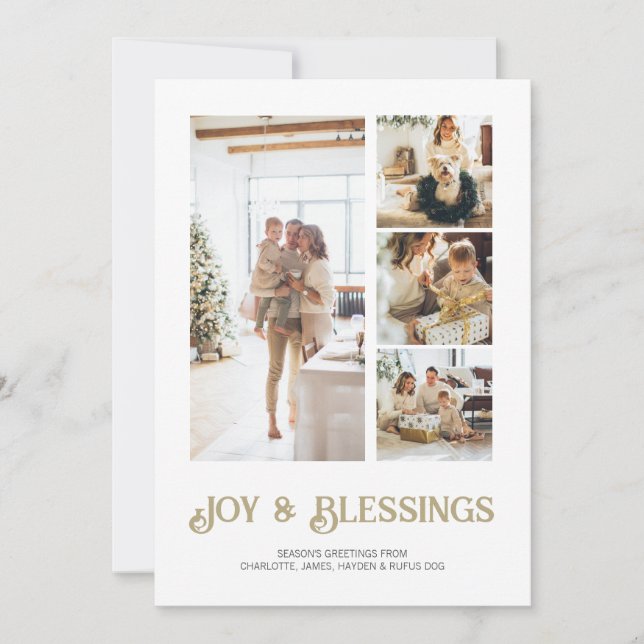 Tarjeta Festiva Navidades de fotografía del bloque moderno 4 perso (Anverso)