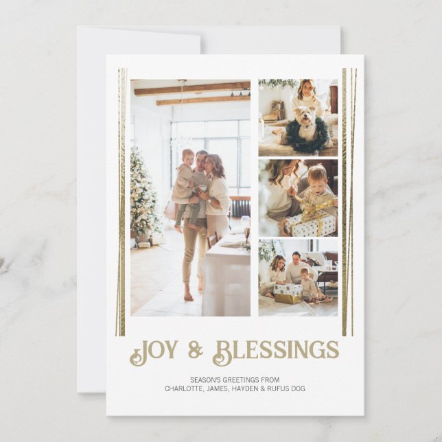 Tarjeta Festiva Navidades de fotografía del bloque moderno 4 perso (Anverso)
