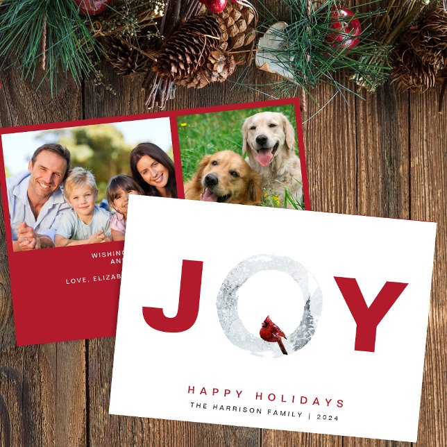 Tarjeta Festiva Navidades de fotografía del cardenal de alegría Wa (Subido por el creador)