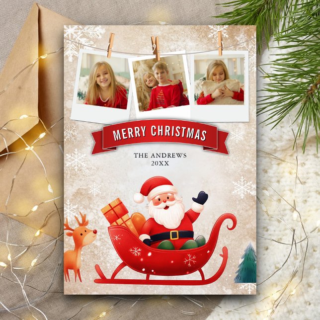 Tarjeta Festiva Navidades de fotografía del Escudo Rojo Santa Clau (Subido por el creador)