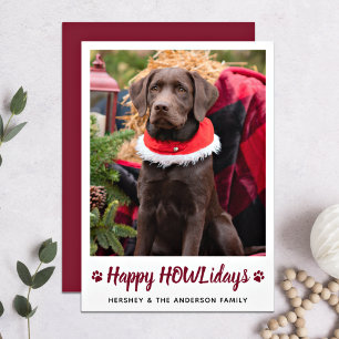 Tarjeta Festiva Navidades de fotografía del Mascota Happy HOWLiday