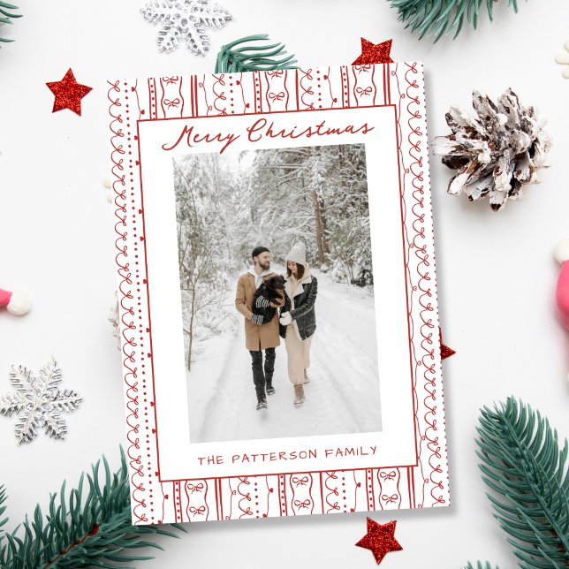 Tarjeta Festiva Navidades de fotografía del patrón de doodle de ar (Subido por el creador)