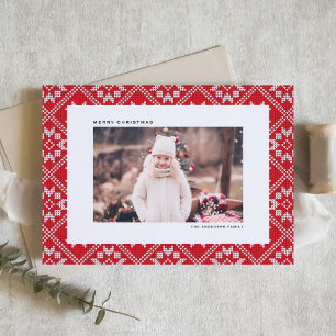 Tarjeta Festiva Navidades de fotografía del patrón de Knit de invi